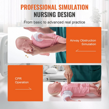 Load image into Gallery viewer, Vibeat Life-Size Infant CPR Training Manikin, CPR Training &amp; Airway Management Simulation Model with Accessories, PVC Medical Training Model for First Aid Education
