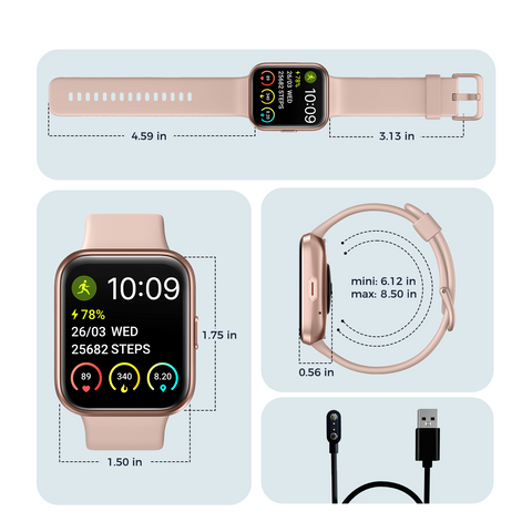 Vibeat Smart Watch ID208BT - Pink